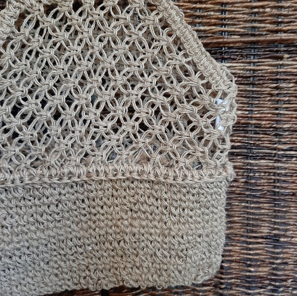 Creative Co-op Jute Crochet Handbag Natural Wooden Handles Boho Coastal Festival - Picture 3 of 9